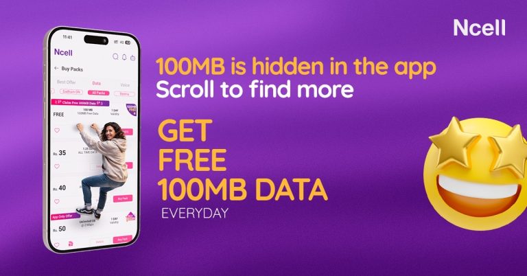 Ncell is giving away 100MB free data daily, up to 50GB can be won every week
 rohanmandal.com.np