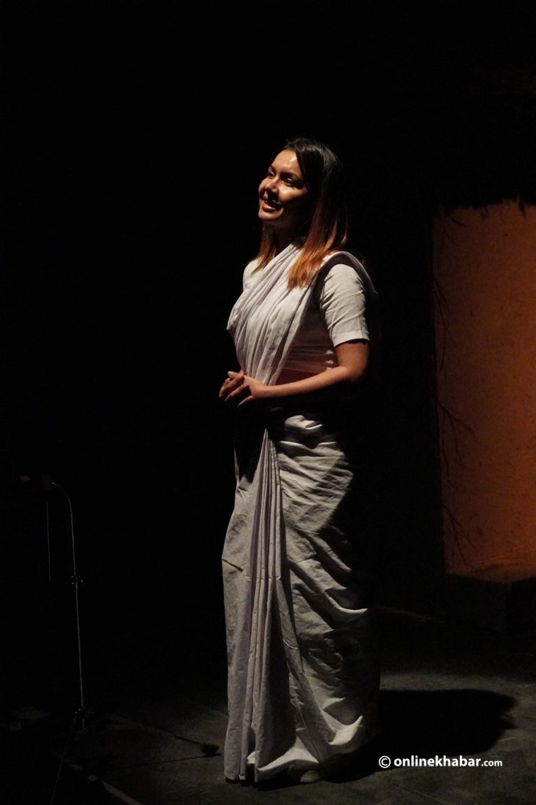 This look of Benisha in the debut play ‘Seto Dharti’ (photo)
 — rohanmandal.com.np